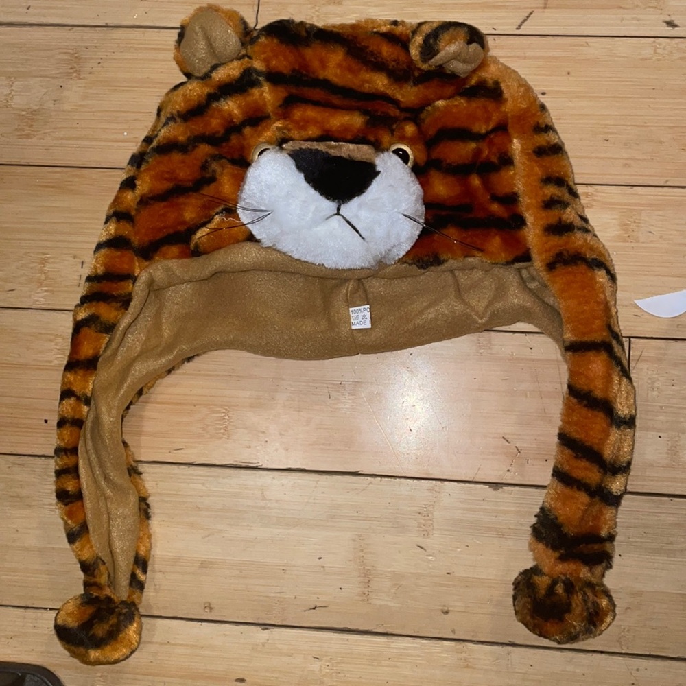 Insulated faux fur tiger animal hat
